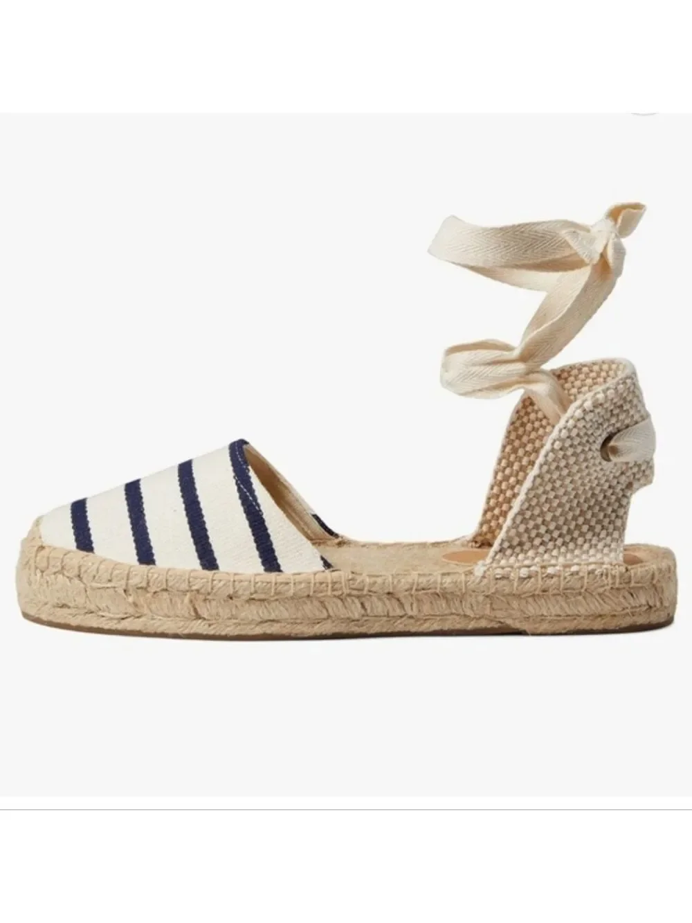 Soludos Espadrille Ankle-Tie Flats Women’s 7.5 New w/ Sticker Nautical Stripe